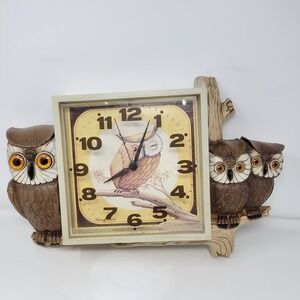 Vintage 1978 New Haven Burwood Owl Wall Clock 2280 Retro MCM  USA Made